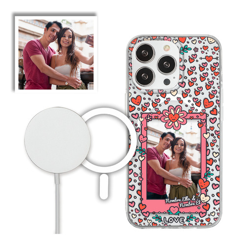 Funda Para iPhone Magsafe Corazones Con Foto Favorita