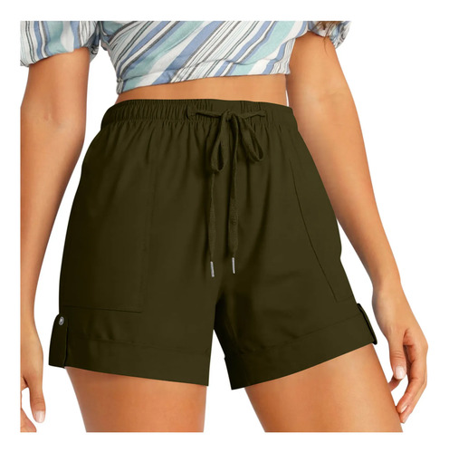 Pantalones Cortos Con Bolsillo Para Mujer, Talla Grande, Sua