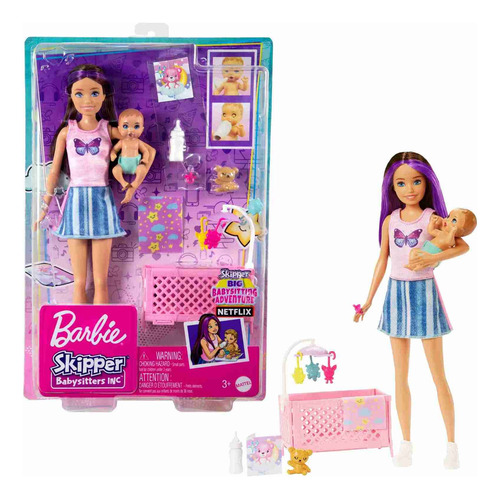Barbie Skipper Niñera Con Bebé Y Accesorios Babysitters P3