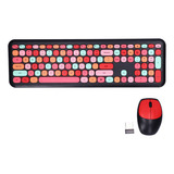 Combo De Teclado Y Ratón Para Pc, 2,4 G, Retro, Multicolor,