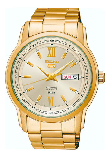 Relógio Seiko 5 Automatic Masculino Snkp20b1 Fundo Dourado