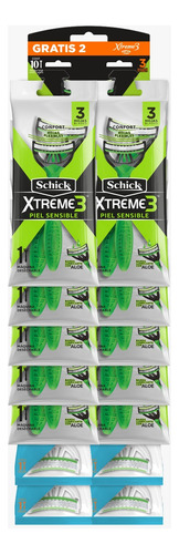 Schick Xtreme 3 Verde (sensible) Máquina De Afeitar X14 Un