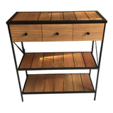 Mesa Dressoire Recibidor Industrial Cajones Hierro Madera