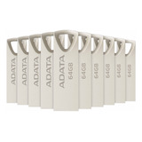 Kit 10 Memoria 64gb Usb Adata Uv210 2.0 Metalica Uv21064grgd