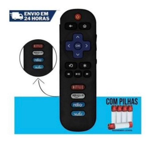 Controle Remoto Para Tv Tcl Roku Amazon Netflix Universal 