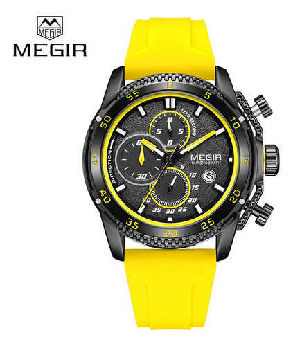 Relojes Luminosos Con Calendario De Cuarzo Megi Color De La Correa Amarillo