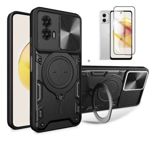 Capa Anti Impacto Ring+película 3d Para Motorola Moto G73 5g