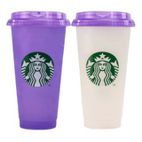 Vaso Starbucks Reusable Cambia De Color Con Frio A Morado