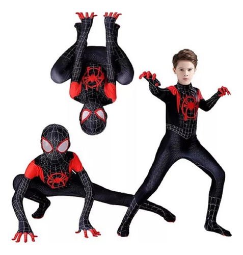 Traje Para Spiderman Miles Morales Cosplay Adultos Halloween