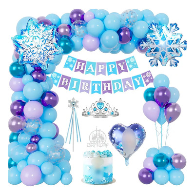 Decoración Cumpleaños Frozen MMTX Fiesta Niña Elsa Globos Azul 68pzs | MercadoLibre