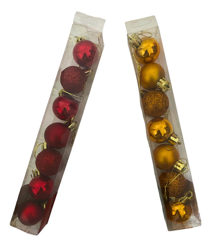 Kit 14 Bolas Natal Para Árvore Pequenas N°3 Bronze/vermelhas