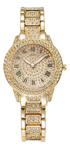Reloj Y Pulsera De Diamantes Completos Cuarzo  Mujer Regalo