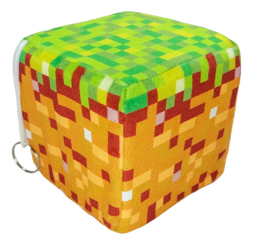 Peluche Colgante De Minecraft Bloque De Cesped Tamaño 10cm