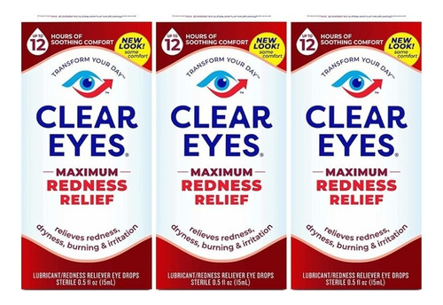 Clear Eyes Max Redness Relief Ojos Irritados X3 Unidades