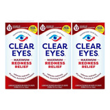 Clear Eyes Max Redness Relief Ojos Irritados X3 Unidades