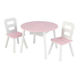 Kidkraft Round Table Y 2 Chair Set, Blanco /rosa