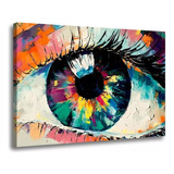 Quadro Grande Olho Colorido Em Tela Canvas Decoração 80x120