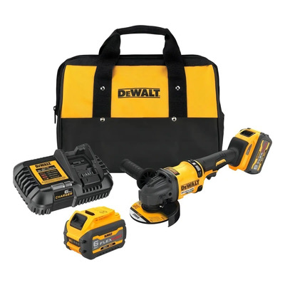 Amoladora Angular Inalámbrica DeWalt Flexvolt DCG418T2 60V 1700W Potente y Precisa Incluye 2 Baterías Freno Automático Embrague Electrónico Amarillo | Envío gratis