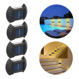 Kit X4 Luces Led Solar  Escalera Doble Iluminacion Calida