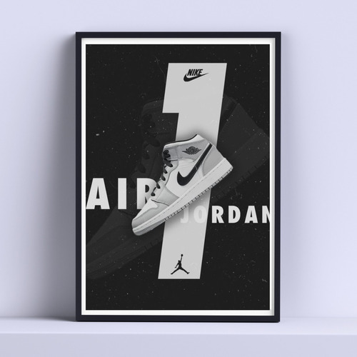 Cuadro Nike Air Jordan 1 Blanco Decorativo 30x40 Con Vidrio 