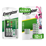 Cargador Energizer + Pila Recargable Paquete 6aa + 4aaa