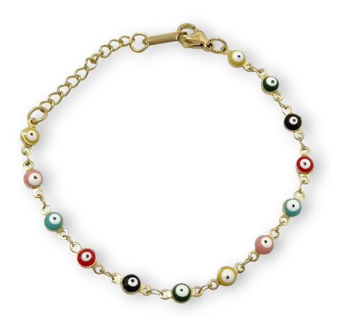 Pulsera Ojo Turco 4mm Multicolor Acero Inoxidable