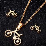 Collar Aretes Juego Acero Bicicleta + Estuche Tureloj