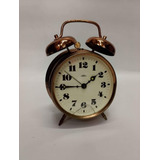 Reloj Despertador De Mesa Antiguo En Cobre Decorativo 