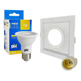 Spot Embutido Recuado Par20 Branco + Lâmpada Led Par20 7w Cor Branco Quente 3000k 110/220v