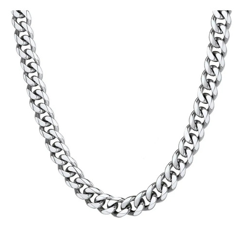 Collar Hombre Cubano Cadena De Acero Inoxidable Plateado 9mm | Meses sin interés