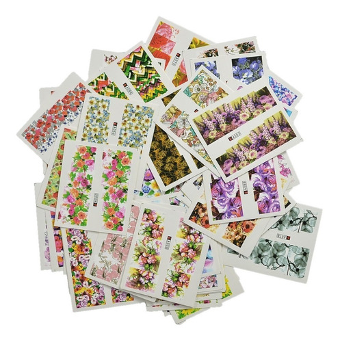 50 Láminas Stickers Al Agua Tatuaje Uñas Nail Art Diseños