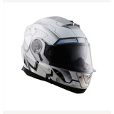 Casco Moto Edge Marvel Iron Man Abatible Plateado Dot