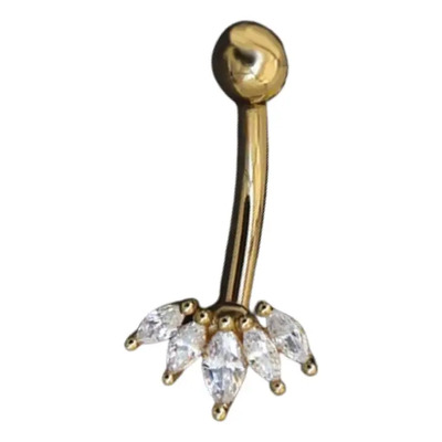 Piercing Ombligo Marquesita Cluster Zirconias Plata Dorado Dorado