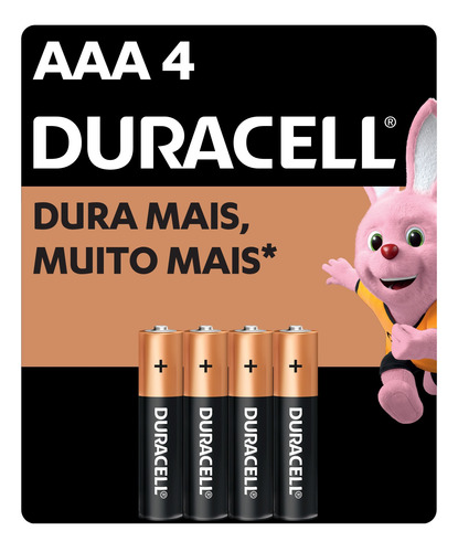 Pilha Alcalina Duracell Palito Aaa Com 4 Unidades