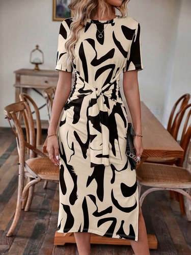 Vestido De Mujer Estampado Correa Larga Moda Cita Dama Ropa | MercadoLibre