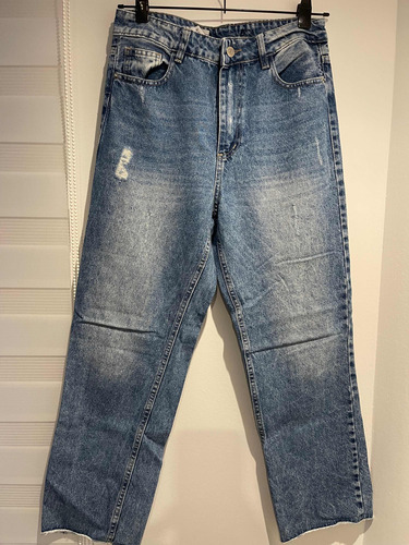 Jean Ss Mom Ancho Talle 38 Azul Súper Cómodo