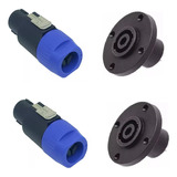 Kit 4 Conector Plug Speakon Macho/fêmea 4 Polos Painel Linha