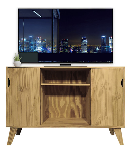 Mesa Tv Rack Retro Madera Pino Natural Macizo Nordico 