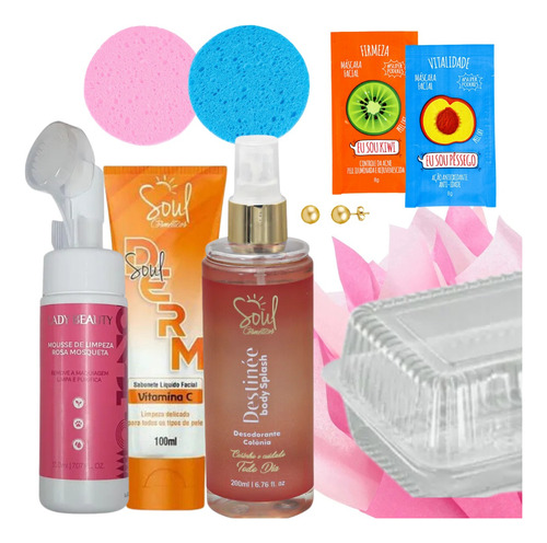 Kit Skincare Mousse Body Splash Brinde Embalagem Presente