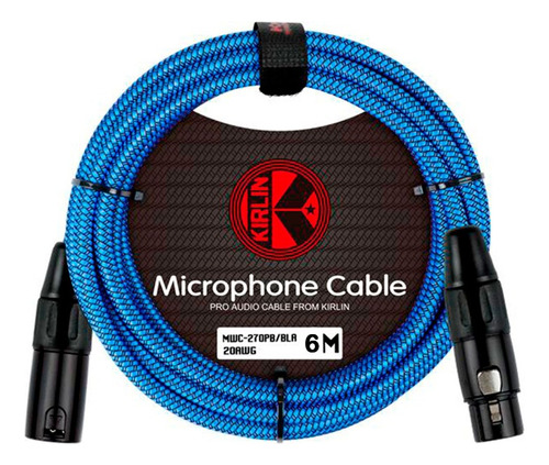 Cable Kirlin Para Micrófono 6 Mts Profesional, Mwc-270pb Bla