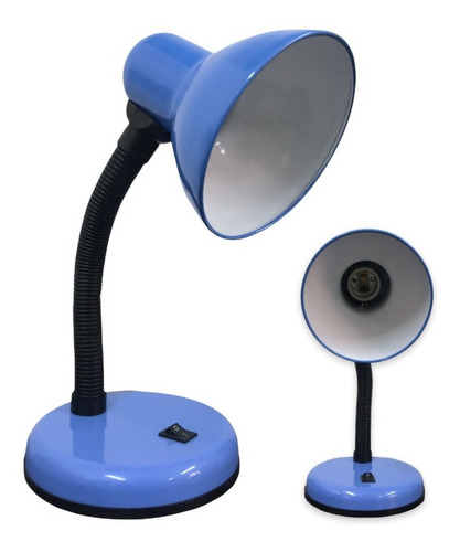 Lámpara Mesa Escritorio Cuello Flexible E27 Carcasa Azul