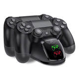 Estación Dualshock Cargador Rápido Controles Para Playstation Color Negro