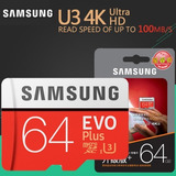 Cartão Memória Micro Sd Samsung Evo+ 64gb Classe 10 Full Hd