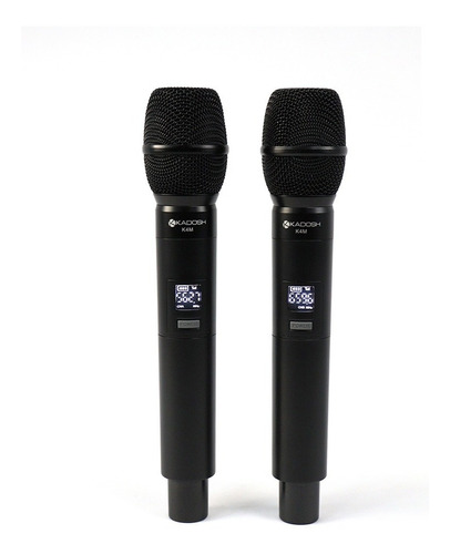 Microfone Duplo Sem Fio Uhf Display Digital  Kadosh  K-402m