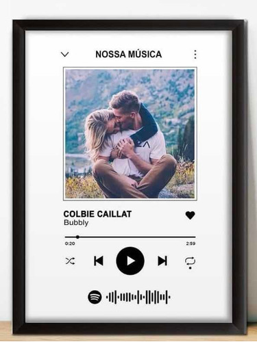 Quadro  Interativa Música Spotify Personalizado Com Sua Foto