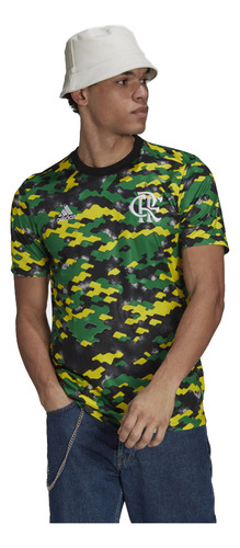 Camisa adidas Flamengo Pré Jogo 2021 Masculina - Amarelo E V