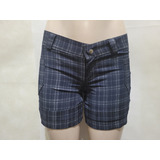 Shorts Feminino Azul Preto Xadrez Tam 38 Usado Bom Estado