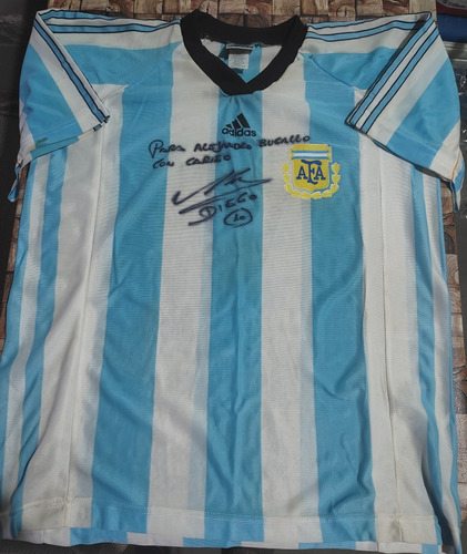 Camiseta Argentina Dedicada Y Autografiada Por Diegomaradona