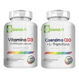 Kit Coenzima Q10 + L-triptofano + Vitamina D3 10.000ui 500mg