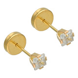 Aros Abridores De Oro 18k Lili Piedra Grifa Carre 3mm Li-124